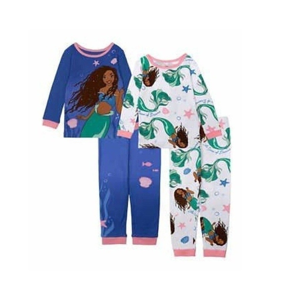 Disney Ariel Character Kids' 4-piece Cotton Pajama Set Size 5 New with Tags!